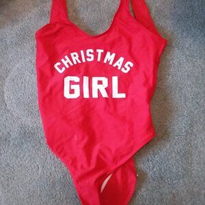 Red Christmas Swimsuit 1 piece sz Medium